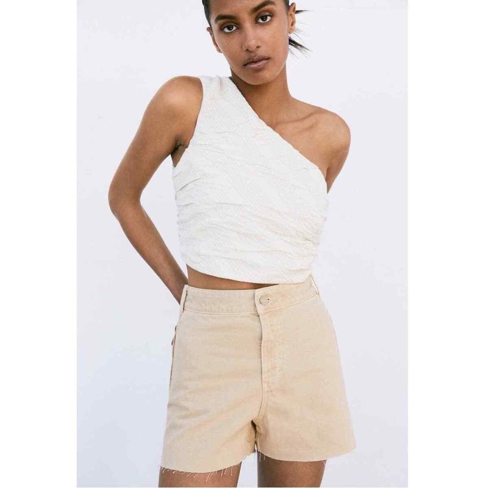Zara Draped Cotton Crop Top